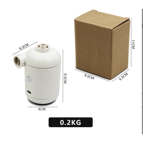 Vit - Elektrisk luftpump, mini bärbar USB elektrisk luftpump, campinguppblåsning och snabb tömning, 4 uppblåsningsmunstycken, lämplig för matta