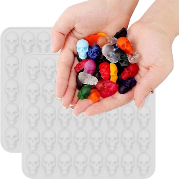 Slikmuslinger, mini chokoladeforme i form af et kranie til Halloween slik, karameller, gelé, chokolade
