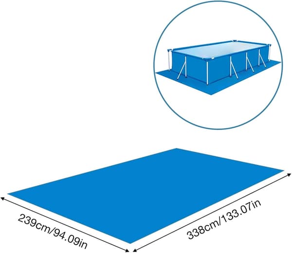 Bunddække til rektangulær swimmingpool - Poolmåtte til havemøbler, swimmingpool, trampolin - Sammenfoldelig og vandtæt - 338 x 239
