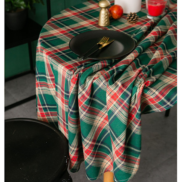 Juleduk Amerikansk rutete spisebord rund duk duk kaffebord duk，150CM