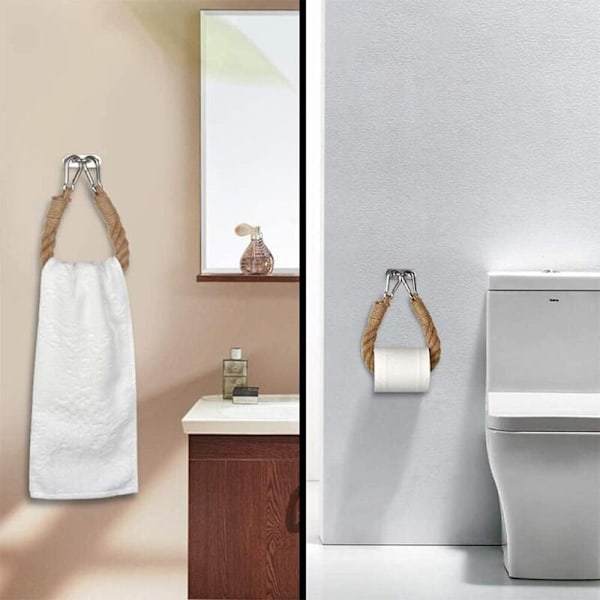 Toiletpapirholder, industriel hamp reb håndklædeholder dekoration til toilet badeværelse badekar