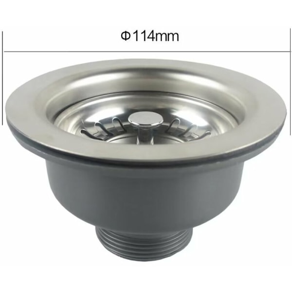 Servantvaskavløp uten overløp Kurv i rustfritt stål ø 114 mm 1½\", Rustfritt stål + ABS, Avløp + Kurv