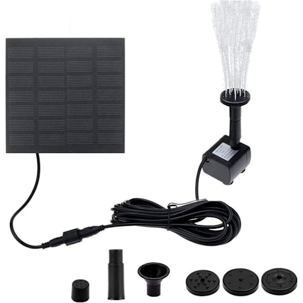 Solcellsdriven fontänpump, flytande trädgårdsfontän med 4 munstycken, solpanelkit för damm, fontän, 1.2W