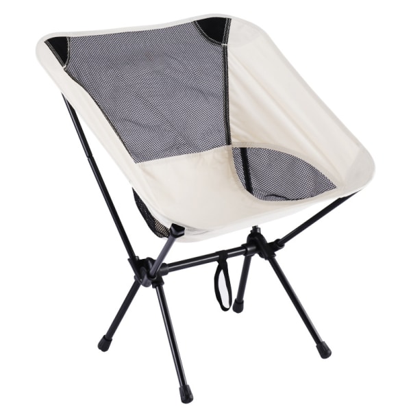 Beige hopfällbar bärbar stol för utomhusbruk, hopfällbar campingpall, bärbar stol, kompakt stol med bärväska för utomhusvandring