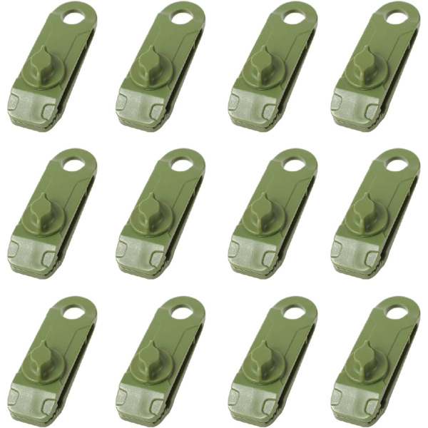 Grøn - 12 presenning clips plastik camping telt clips små hul clips til markiser have skygge klud til udendørs aktiviteter