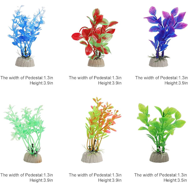 10 stk akvariefisk akvarieplanter, små akvarier plast simulering vannplanter dekorative akvarium liten damdekorasjon av falsk flo