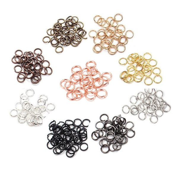 500 O-ringe i forskellige størrelser af åbne ringe, enkelt ringe, jern ringe, C-ringe, forbindelses ringe, DIY smykke tilbehør 6x0.9mm tykke (Hvid K).