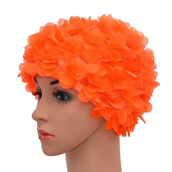Blommig badmössa i retro-stil, för kvinnor, orange