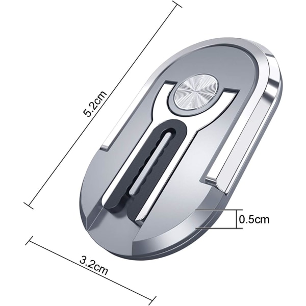 2 kappaletta (musta + hopea) Auton puhelinteline, 360° pyörivä monitoiminen puhelinteline rengas, voidaan käyttää auton ilma-aukkoon