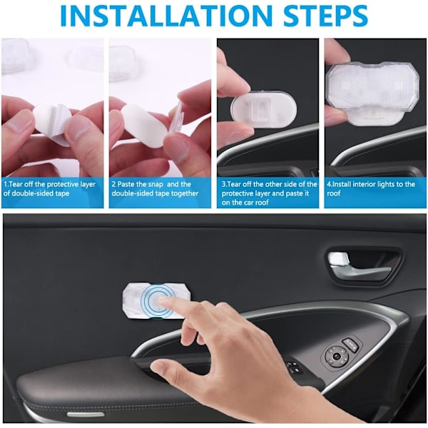 Auton tunnelmavalot, 2-pakkaus kosketusohjattavat auton sisävalot, rajoittamaton USB-lataus DIY värikkäät auton koristevalot, 7 väriä - 3 valaistustehostetta