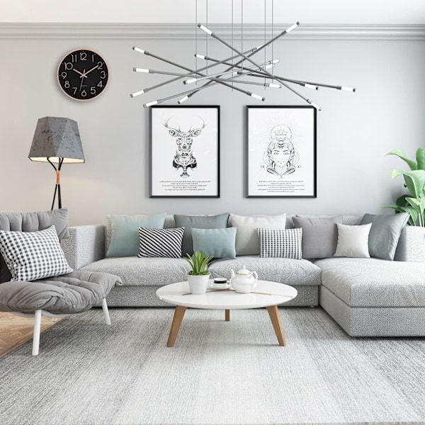 12\" Väggklocka Tyst och Stor Väggklocka för Vardagsrum Kontor Hem Kök Modern Dekor Lätt att Läsa - Roséguld och Svart