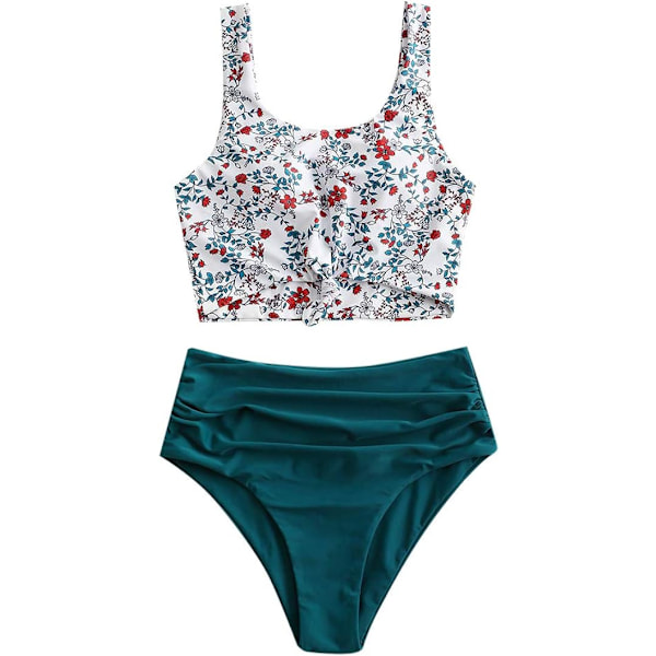 Kvinnors Scoop Bikini Set Ruffled Hög Midja M