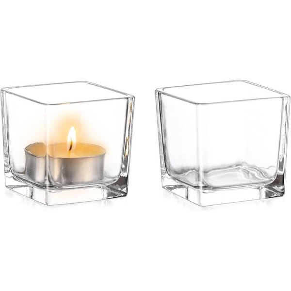 Glas lysestage photophore - Sæt med 2 holdere til fyrfadslys Varmeplader til stearinlys Bryllupsdekoration Festivalarrangementer og borddekorationer