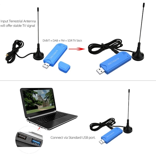 Mini Digital TV TV USB 2.0 DVB-T + DAB + FM RTL2832U + FC0012 chip der understøtter Tuner SDR modtageren