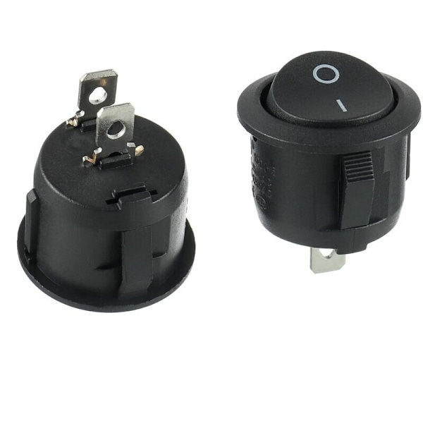 10 st Svarta Runda Vippströmbrytare På/Av 2 Stift AC 6A(250V) 10A(125V) SPST Tryckströmbrytare för Bil Båt Marin Bil Lastbil Ljus Hushåll