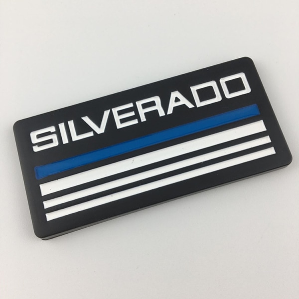 Lämplig för Chevrolet SILVERADO modifierade bilklistermärken, Silverado pickup logotyper, fyrkantiga stänkskärmar (blå)