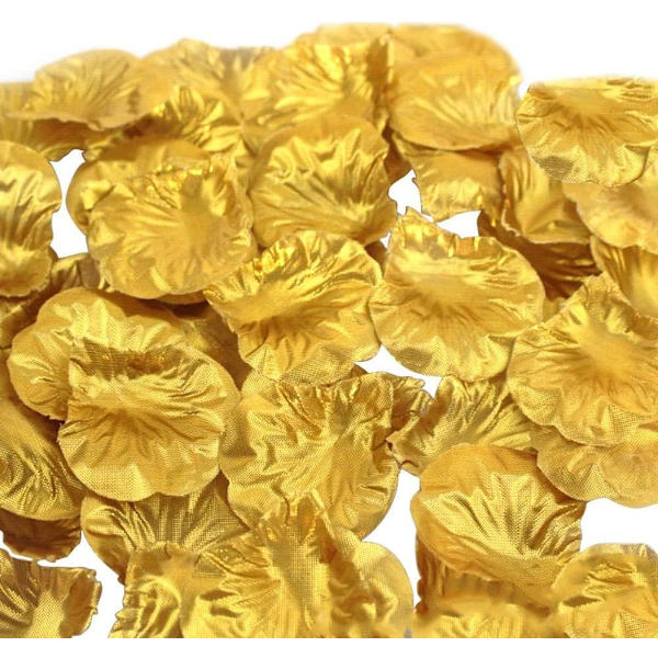 Gyllene. 1000-pack vävnad ros kronblad artificiella ros kronblad för bröllop förslag, Alla hjärtans dag eller festdekorationer.