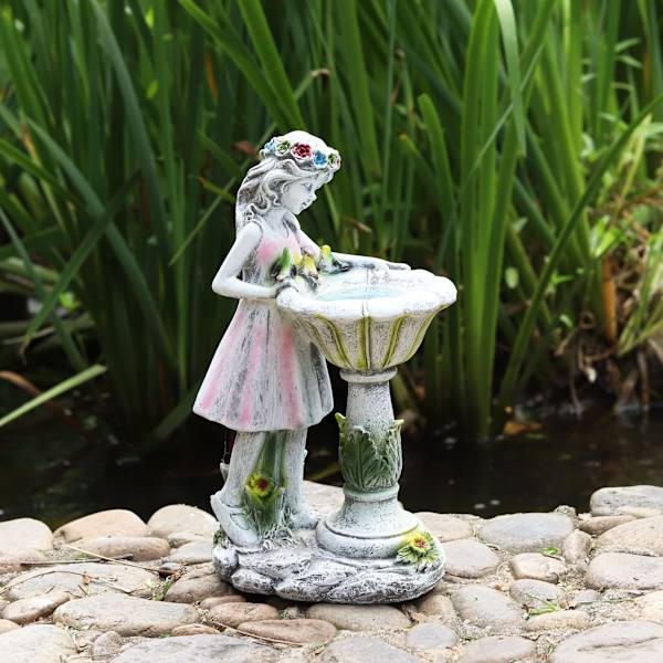 Fe-Have Figur, Solcelled Haveengel Statuette Udendørs Dekoration Vandafvisende Harpiks Have Skulptur til Terrasse Have Græs Plæne Veranda Kunst Dekoration Gave