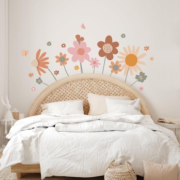 1 set väggdekaler Färgglada blommor väggdekaler väggar retro blommor boho väggdekal stor trädgårdsblomma för salonger sovrum hus kontor soffor