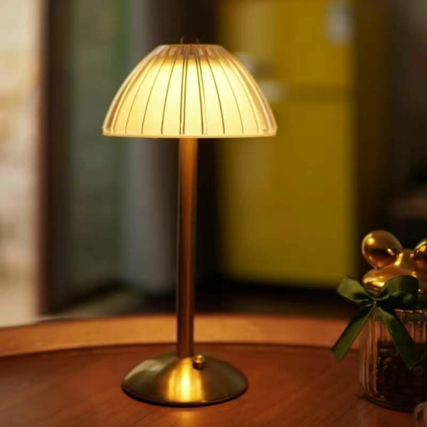 LED-bordlampe på batteri, batteridrevet bordlampe, dimbar LED-bordlampe - nattbordslampe for stue, soverom, 3 lysfarger
