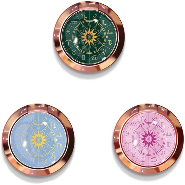 Sæt med 3 telefonringholdere (Astrolabe, Grøn, Pink, Blå), Roterende Telefonring, Universal Telefonring, Metal Astrolabeholder, Kompatibel med Vario