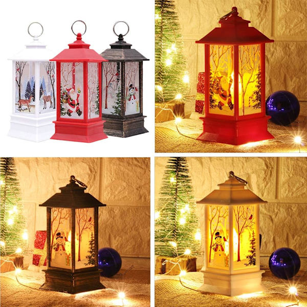 Jul utomhusbelysning, 3 st juldekorationer ljus jul ljus med LED-värmeljus älg snögubbe tomte ljus för juldekoration