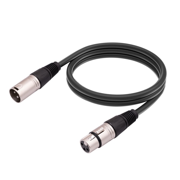 XLR-mikrofonkabel for høyttalere eller PA-systemer, PVC-kappe, svart (1,8 meter)