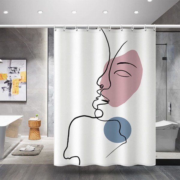 Mugresistent bruseforhæng 180x200cm, maskinvaskbart stof bruseforhæng med 12 rustfrie kroge, Flamingo polyester bruseforhæng (180_x