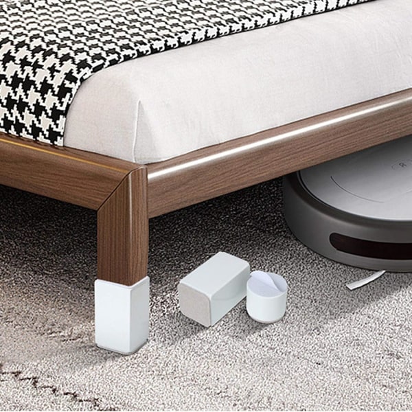 (Hvit 10cm) 4 stk møbelstøtteben, selvklebende karbonstålforsterker, 6x6cm firkant, for sofa, seng, TV-skap, møbelforsterker, høyde 5cm
