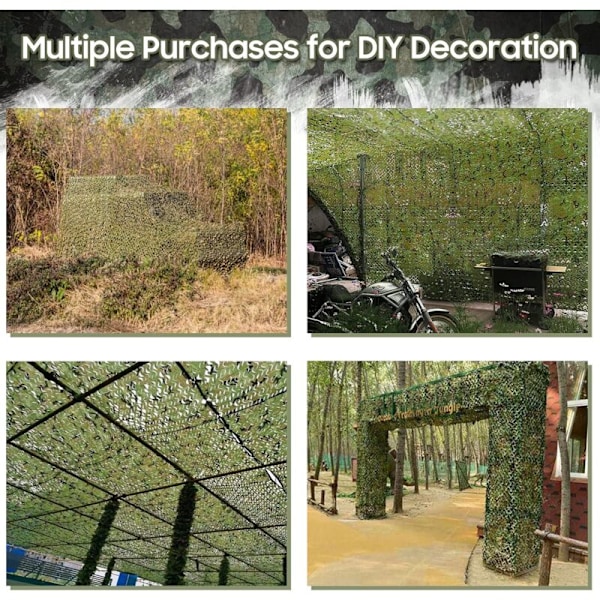 Bundeswehr camouflage net, 3 x 5 m camouflage net filet af træhæren til skjulested til skjul
