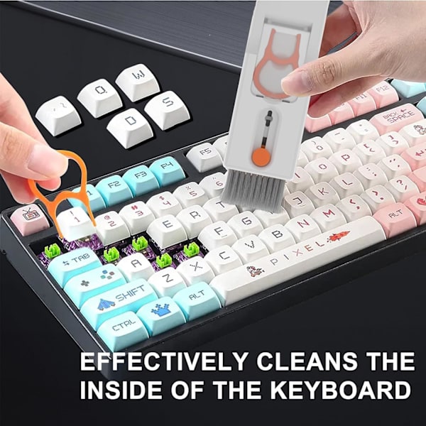 Tastatur rengøringssæt 11 i 1, multifunktionelt rengøringsværktøj tastatur rengøringsbørste med spray til kamera, bærbar computerskærm