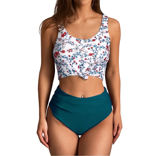 Kvinnors Scoop Bikini Set Ruffled Hög Midja S