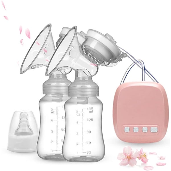 Elektrisk bröstpump, dubbel elektrisk bröstpump, dubbelpumpande bröstpump, bärbar baby pump, dubbelpumpning, 2 lägen och 9 nivåer justerbar 1