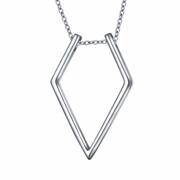 Enkelt V-format halsband, S925 sterling silver ihåligt hänge, su