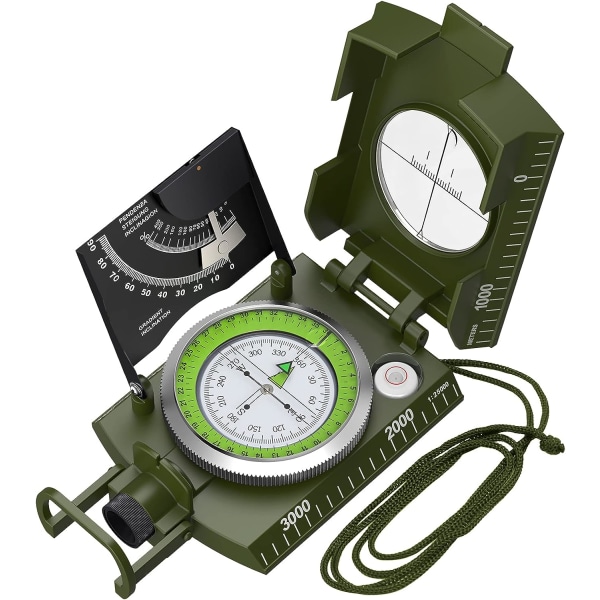 Professionell militär vandringskompass med Clinometer Metall Siktkompass Navigationskompass med bärväska för camping Vandring Vandring Geologi