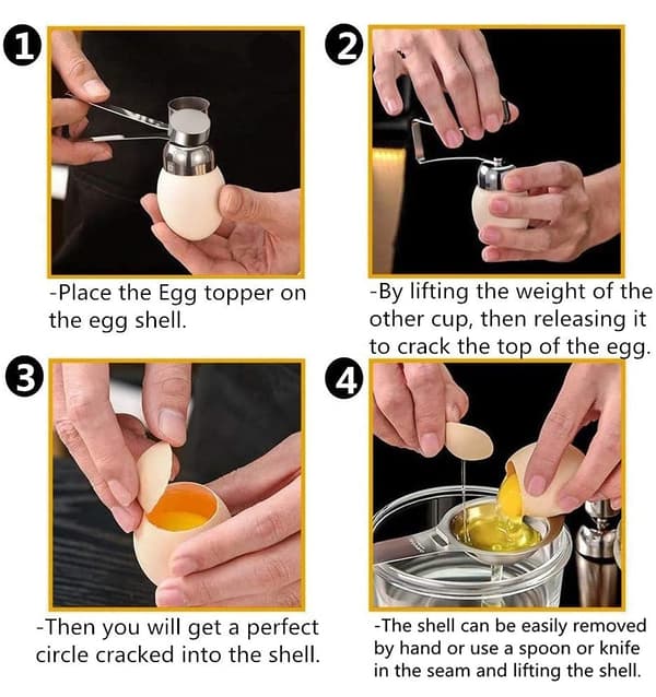 Eggbeater i rustfritt stål, egghvitedeler i rustfritt stål, eggeskallskutter i rustfritt stål, kjøkken eggbeater