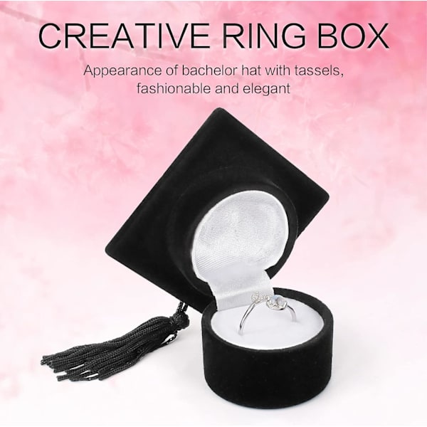 2PCS Fløyelsringboks, Øreboksring Smykkeboksanheng for Bryllup, Forlovelse og Valentinsdag