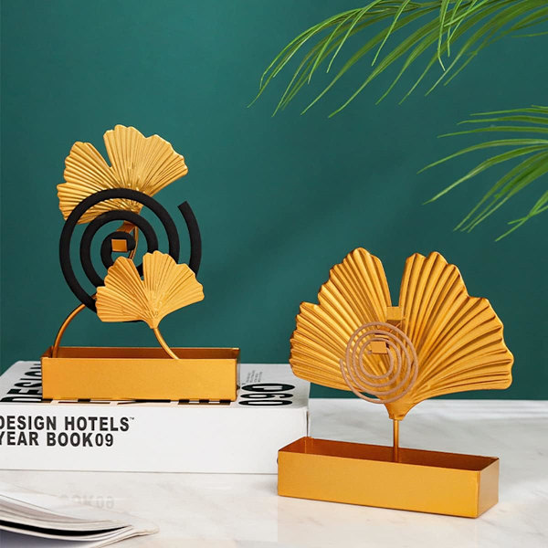 2 stk. Myggespiralholder (Ginkgo Blad Model), Holdbar Metal Myggespiralbrænder Myggespiralholder Myggespiralholder til Hjem og Have Udendørs
