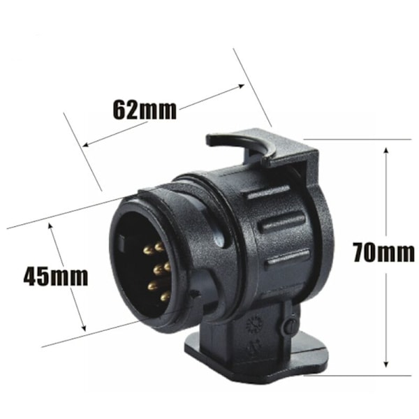 13 til 7 Konverter Tilhengerkontakt 13 til 7 pinner Adapter Kobling Kapsel Kabin for campingvogn, traktor, lastebil, sykkelholder