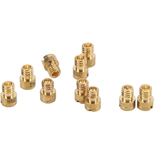 10 stk. hovedforgasserdyser i metall for Dellorto, Bing, Gy6 M4 52-75