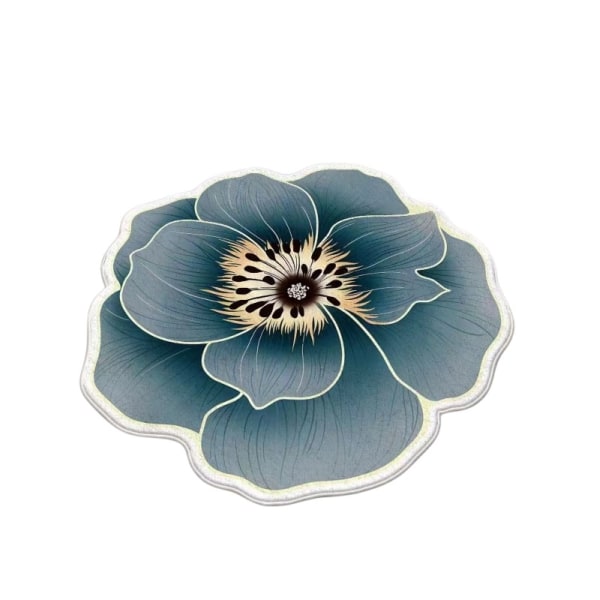 Blomstertæppe i speciel form Bauhinia blå lotus gulvmåtte badeværelse absorberende skridsikker måtte stue soveværelse garderobe fodmåtte, 60*60CM