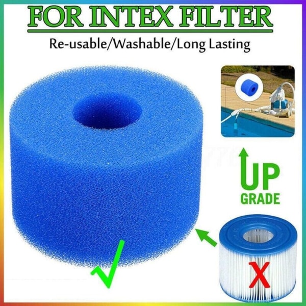 2 stk filtersvamp type S1, skumfilterpatron, skum for svømmebassengfilter, gjenbrukbar og vaskbar, skumfilter for spa, svømmebasseng, Jac