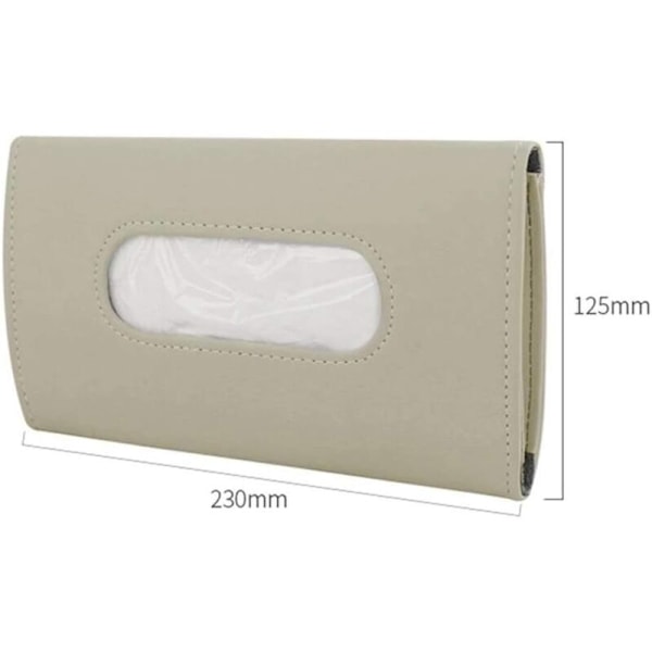 Bil Auto Solskydd Papperslåda, PU Läder Tissue Box Hållare Tissue Box Hängande Tissue Box för Bil, Beige
