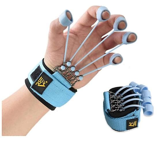 Finger Extensor Exerciser Finger Stretcher Hand Extensor Finger Gripper Yoga Resistance Band Finger Strength Trainer Blå