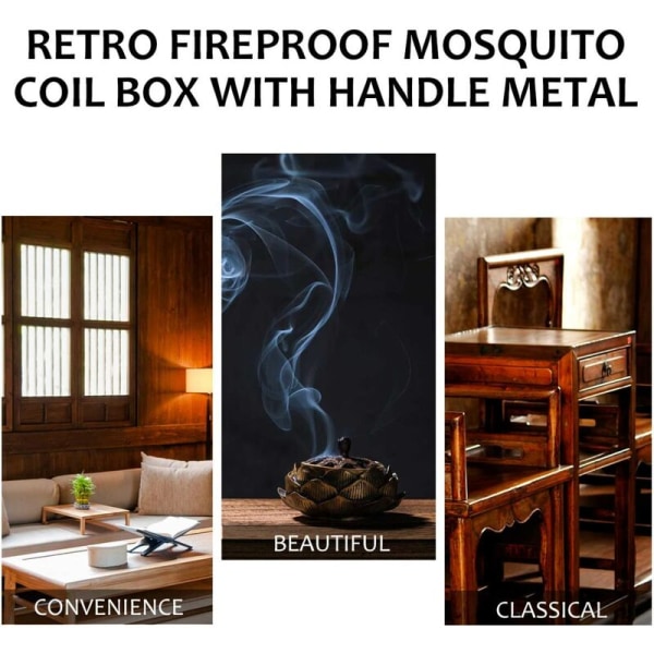 Retro Røgelse Holder Vintage Iron Mosquito Coil Holder (Bronze)