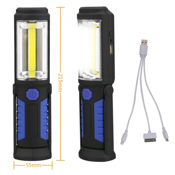 Blå inspeksjonslys, oppladbar LED-lys, oppladbar LED-arbeidslys med magnetiske LED-lommelykter, inspeksjonslys, inspeksjonslys