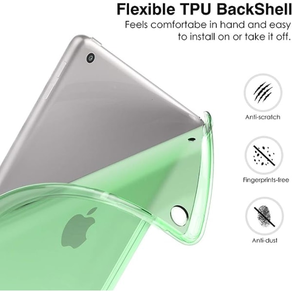 iPad 10.2 Fodral (Grön, iPad ingår ej) för 2021 iPad 9:e generationen/2020 iPad 8:e generationen/2019 iPad 7:e generationen, Mjukt matt baksida med 10,2\" iPad-ställ