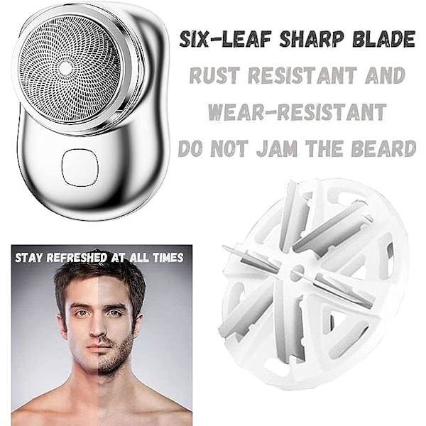 Mini barbermaskine bærbar elektrisk barbermaskine (blå), herres elektrisk barbermaskine, lomme bærbar barbermaskine, USB genopladelig barbermaskine, enkel et-klik brug, egnet