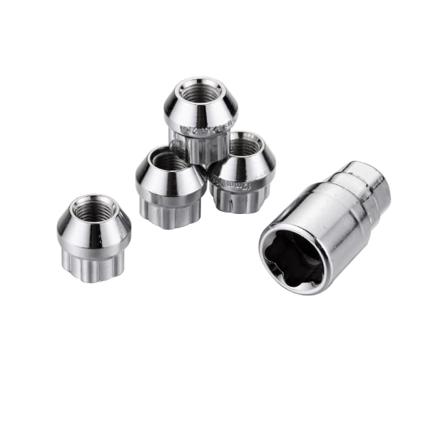 Beskyt din bil 05.205.03 Tyverisikring type C hjullås, sæt med 4 med 1 adapter, sikkerhed for fælge og hjul
