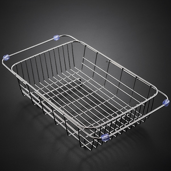Utvidbar oppvaskstativ, oppvaskstativ, oppvaskstativ for vask eller benkeplate med bestikk- og sølvtøyarrangør, over vask, rustfritt rustfritt stål